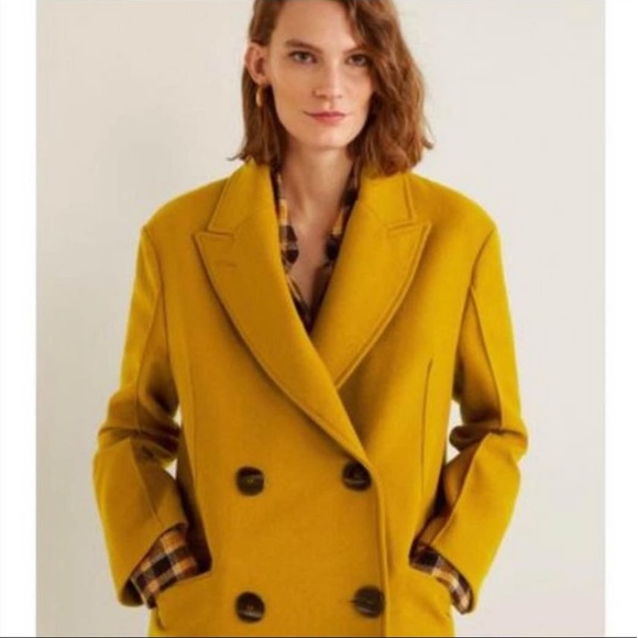 MANGO Designer Wool Trench - Mustard (M) - Picture 8 of 9